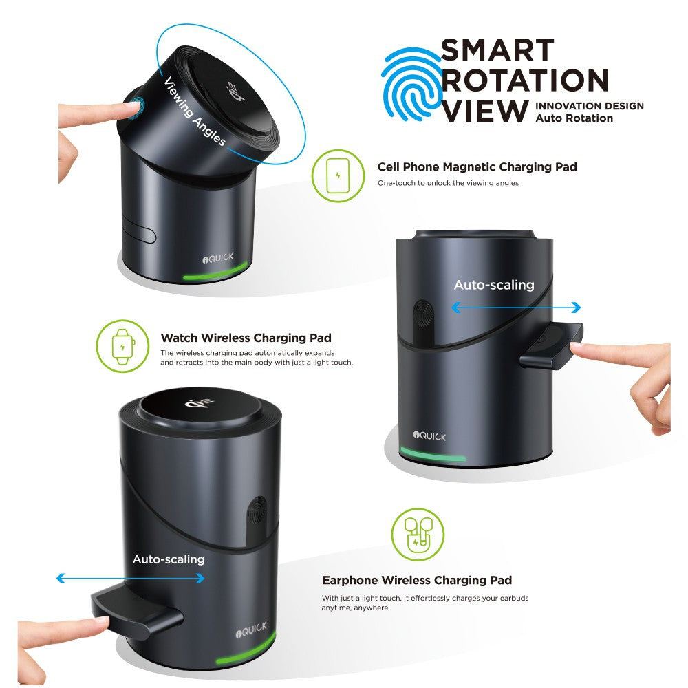 3 in 1 Foldable Wireless Charger Stand