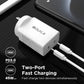 iQuick Dual USB C + C Wall Plug 45W