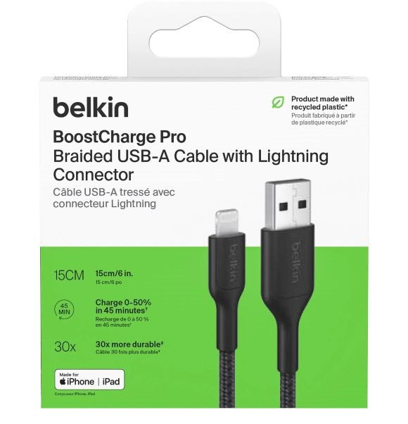 Belkin USB-A to Lightning Cable - 0.15m
