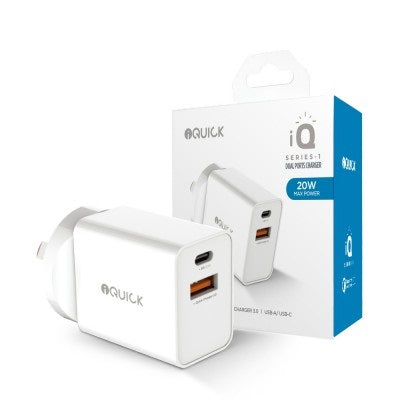 Dual USB A + C Wall Plug 20W
