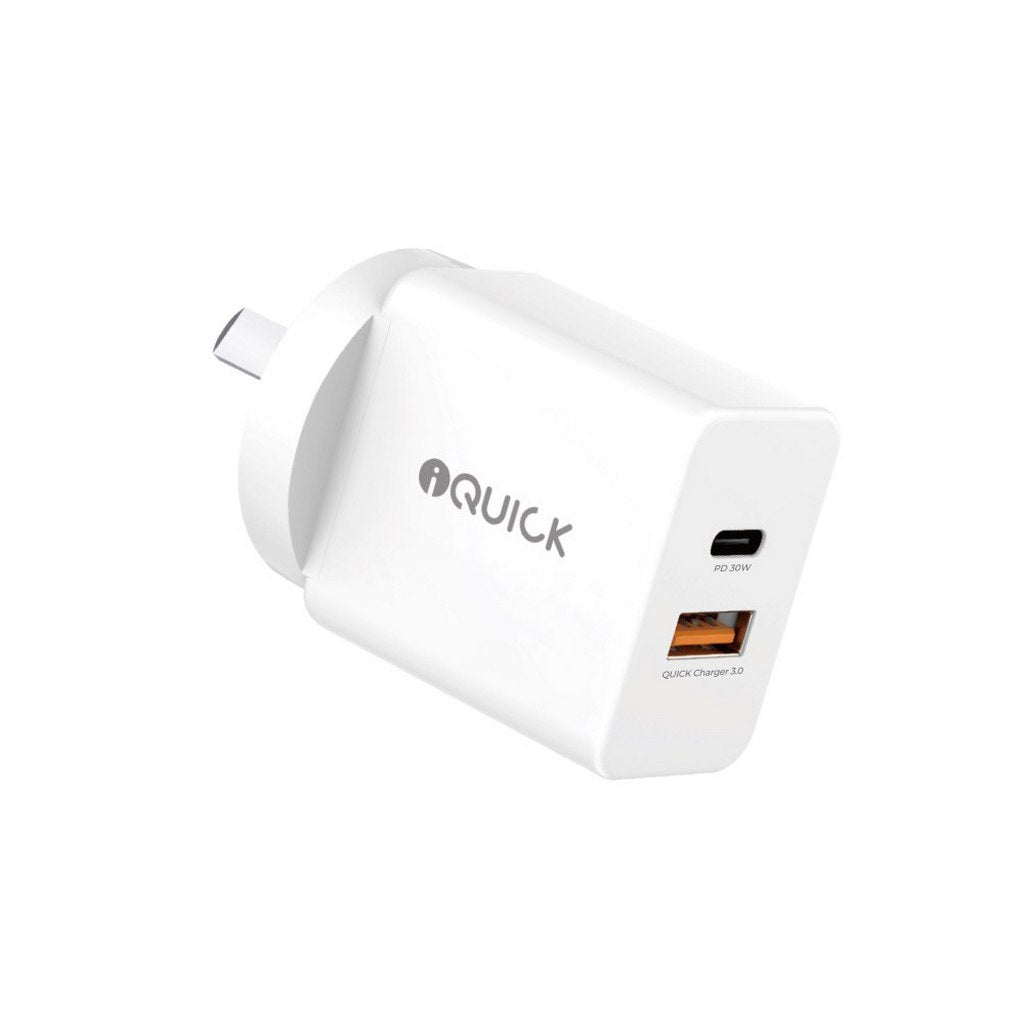 iQuick Dual USB A + C Wall Plug 30w