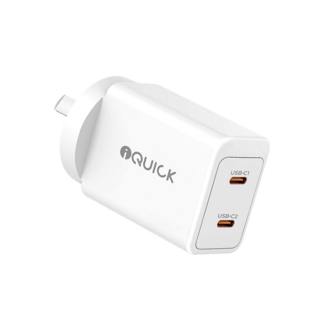 iQuick Dual USB C + C Wall Plug 45W
