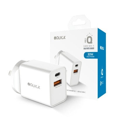 Dual USB A + C Wall Plug 30w